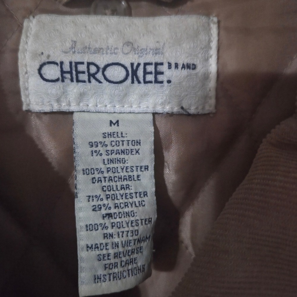Cherokee Vintage Y2k Tan Corduroy Button Front Quilted Lined Jacket Size M - Picture 2 of 4